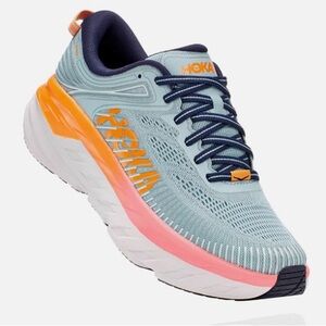 Hoka One One light blue with orange and pink highlights. Athletic Shoes 6.5D